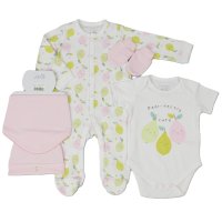 H13641: Baby "Pearfectly Cute" 5 Piece Net Bag Gift Set (0-9 Months)